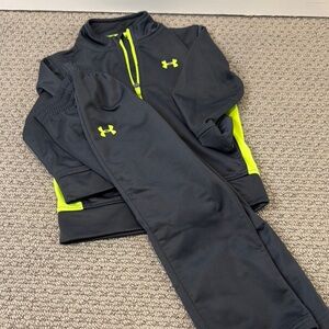 Under Armour Kids Black and Neon Green Tracksuit